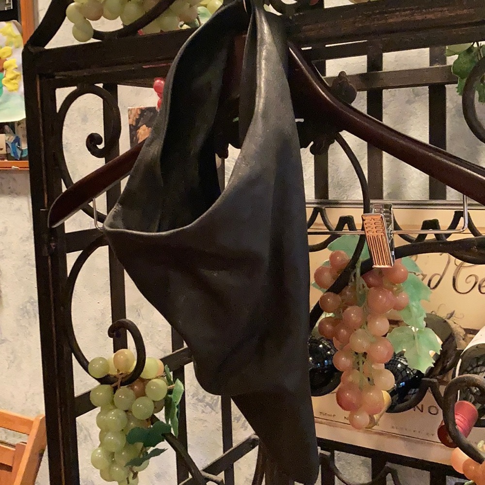 LEATHER BANDANA!! Black. Custom made.